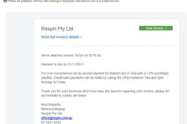 MYOB Scam Email